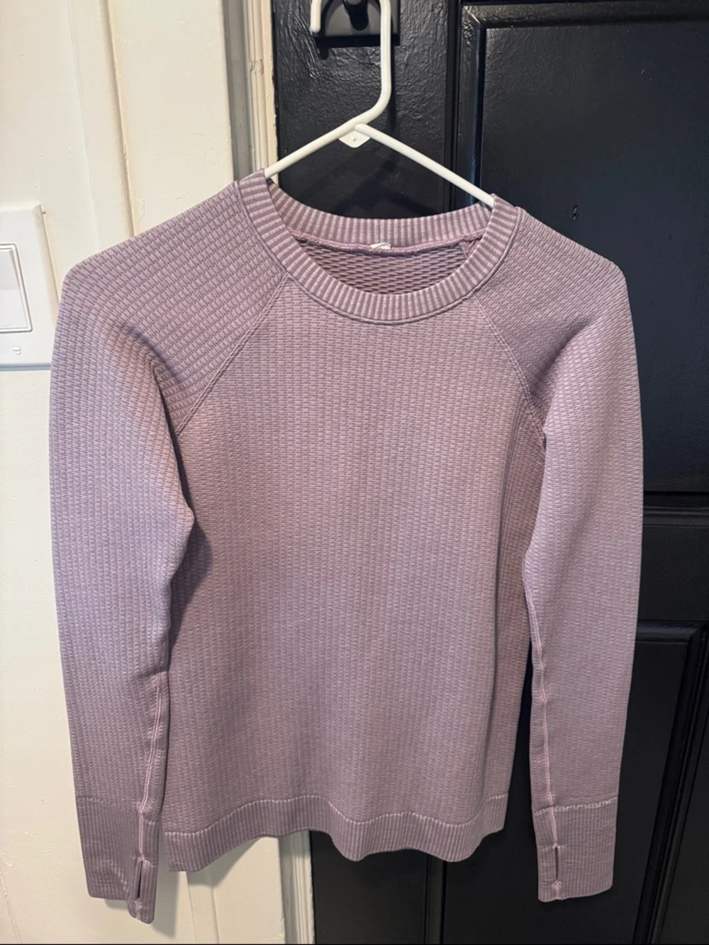 Women's Lavender Crewneck Waffle Knit Pullover